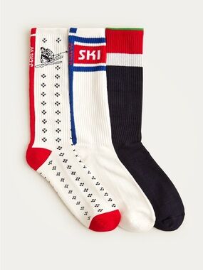 NWT J. Crew U.S. Ski & Snowboard by J.Crew cotton socks three-pack - S/M W 5-9